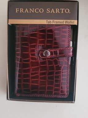 Franco Sarto Croc-Embossed Tab Wallet in Burgundy